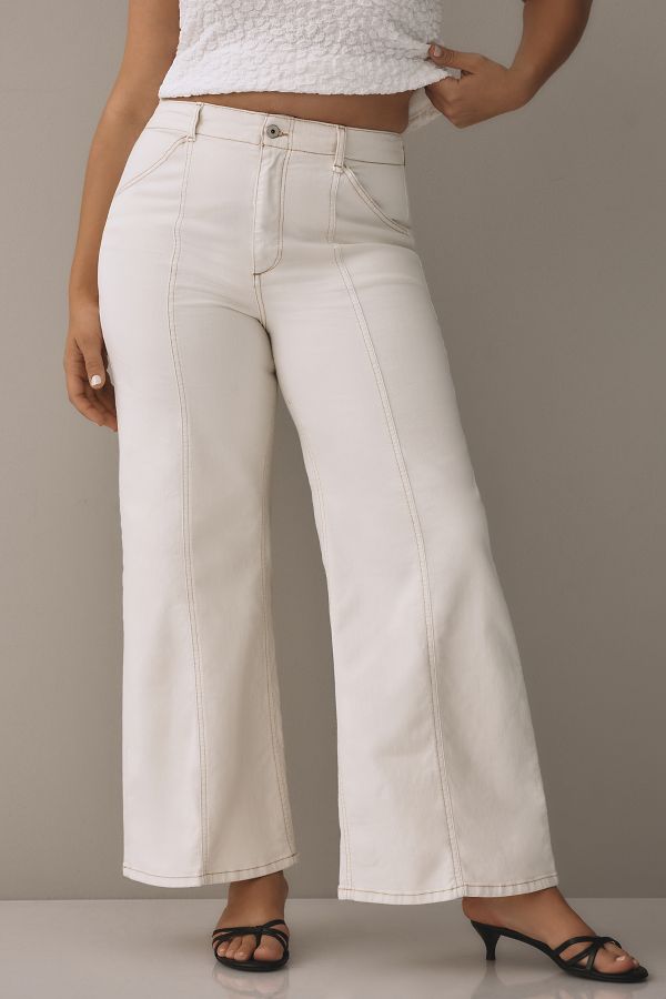 Slide View: 7: The Delaney Clean-Seamed High-Rise Wide-Leg Jeans by Maeve