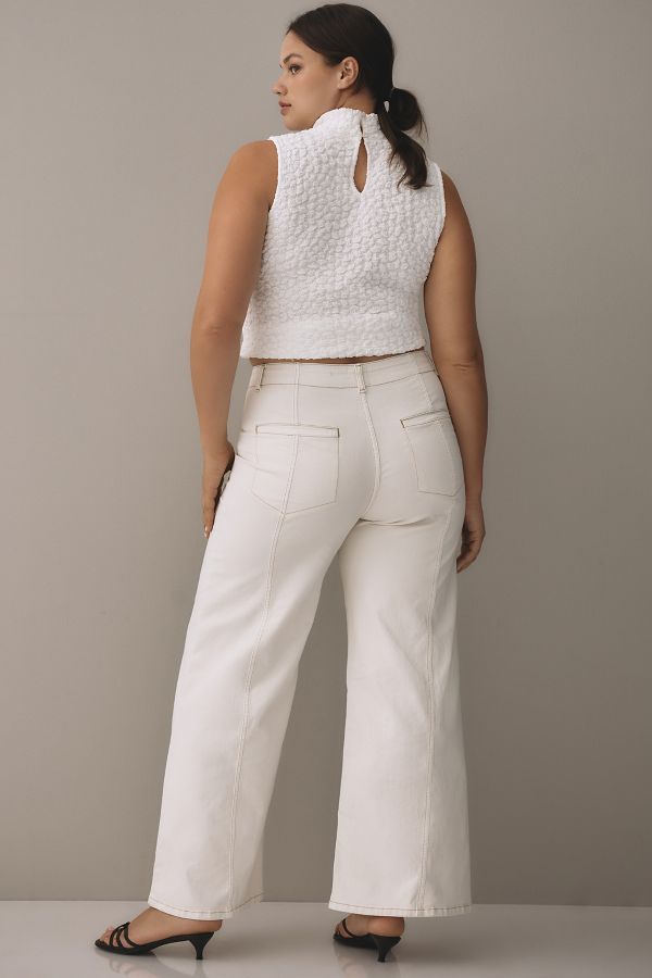 Slide View: 9: The Delaney Clean-Seamed High-Rise Wide-Leg Jeans by Maeve