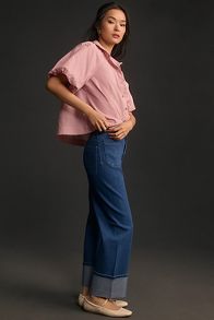 Slide View: 4: The Colette Cuffed High-Rise Wide-Leg Jeans by Maeve