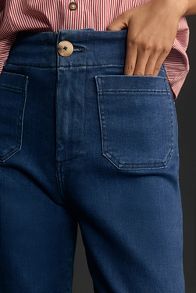 Slide View: 5: The Colette Cuffed High-Rise Wide-Leg Jeans by Maeve