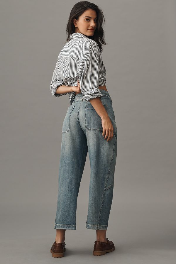 Slide View: 4: The Arin Mid-Rise Button-Front Barrel Pant by Pilcro