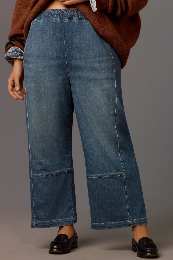 Slide View: 6: The Izzie Relaxed Pull-On Barrel Jeans by Pilcro