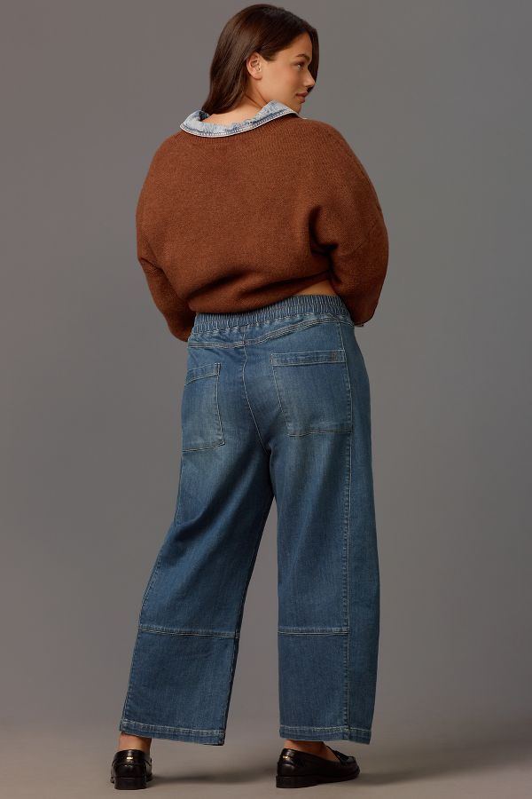 Slide View: 7: The Izzie Relaxed Pull-On Barrel Jeans by Pilcro