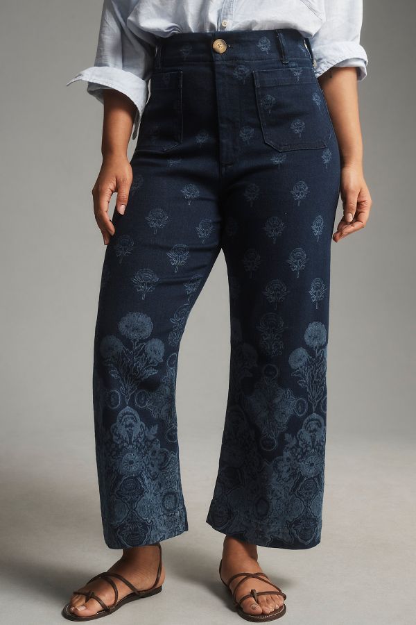 Slide View: 7: The Colette Cropped Wide-Leg Jeans by Maeve