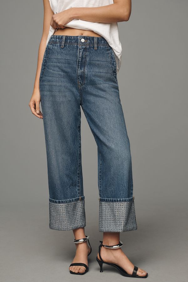 Slide View: 3: Die Lonnie Funkeln Manschette Hohe-Taille Ernte Jeans von Pilcro