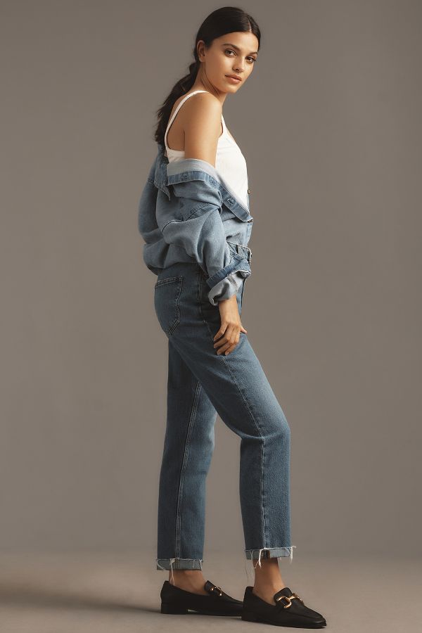 Slide View: 3: FRAME Le Mec High-Rise Straight-Leg Jeans