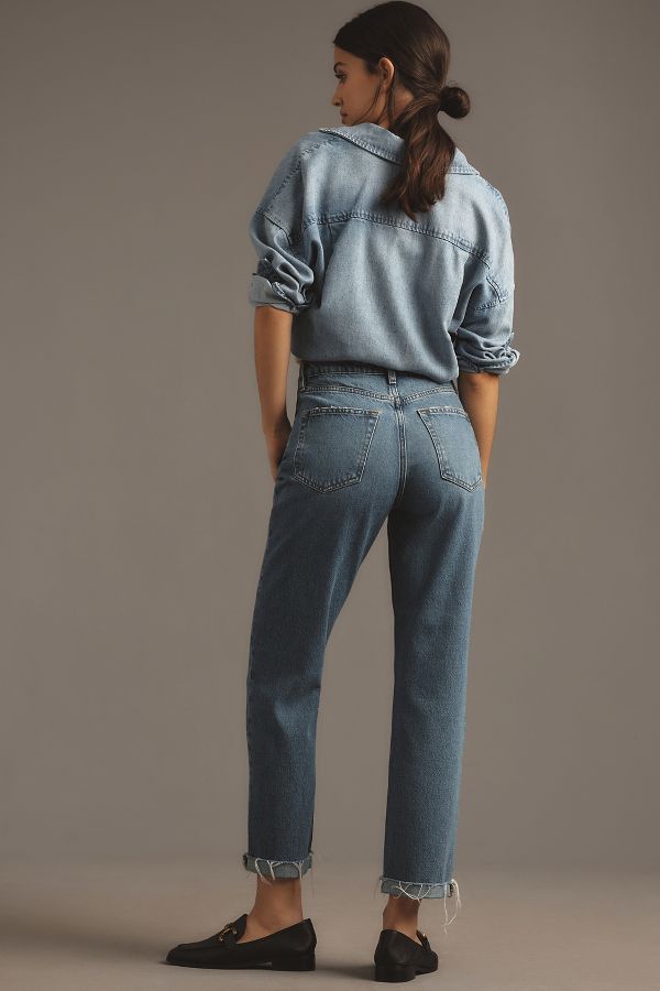 Slide View: 5: FRAME Le Mec High-Rise Straight-Leg Jeans