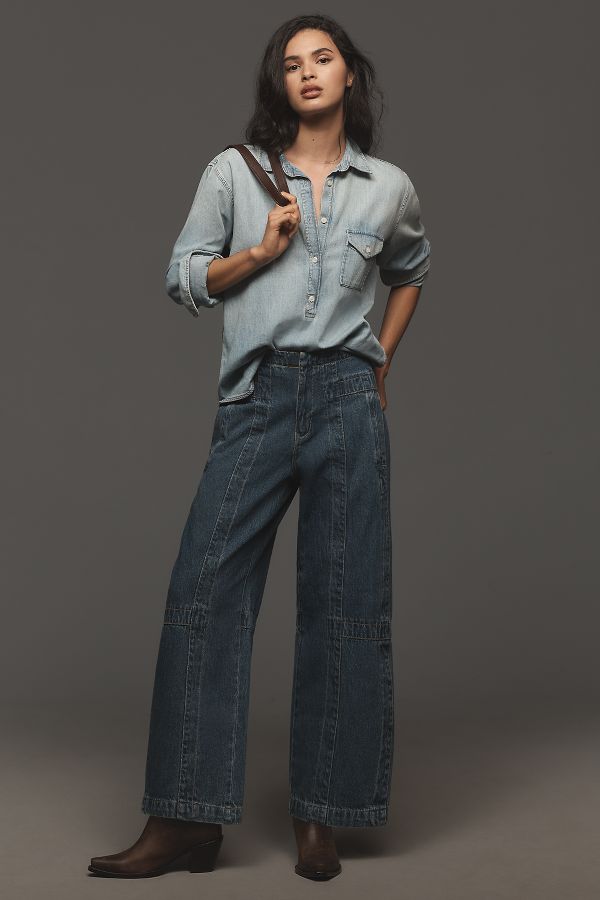 Slide View: 1: Pilcro Full Oversize Curve High-Rise Barrel Jeans