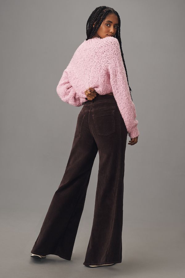 Slide View: 3: The Adi Mid-Rise Frayed Relaxed Flare Jeans by Pilcro: Corduroy Edition