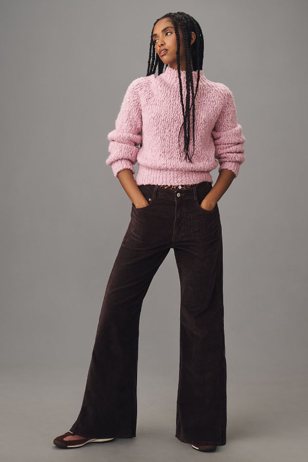 Slide View: 1: The Adi Mid-Rise Frayed Relaxed Flare Jeans by Pilcro: Corduroy Edition