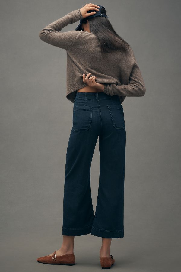 Slide View: 2: Die Colette Cropped High-Rise Wide-Leg Jeans von Maeve: Jeanius Knit Edition