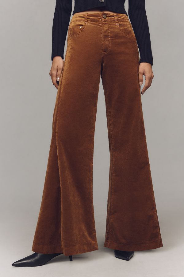 Slide View: 3: The Adi Mid-Rise Frayed Relaxed Flare Jeans by Pilcro: Velvet Edition