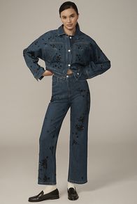 Slide View: 1: The Annie High-Rise Straight-Leg Jeans by Pilcro: Embellished Edition