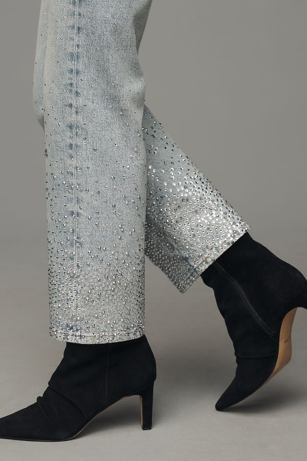 Slide View: 3: 7 For All Mankind Logan Embellished Straight-Leg Jeans