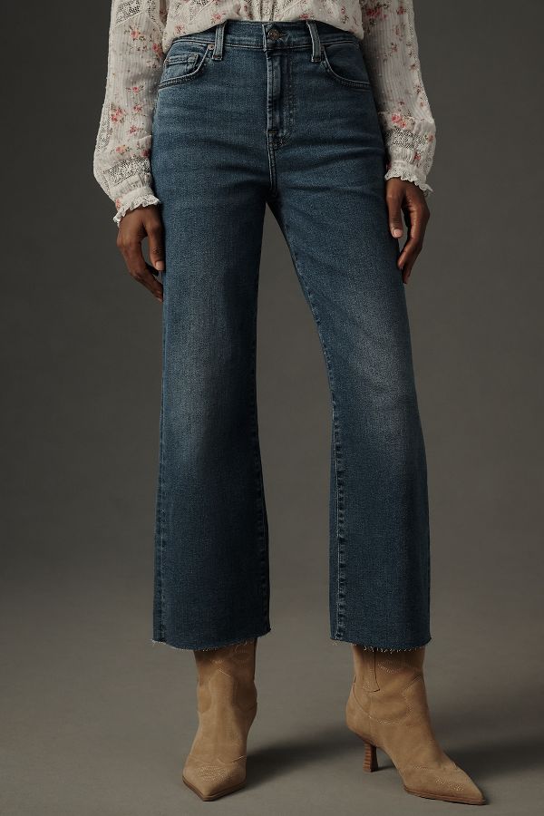 Slide View: 2: 7 For All Mankind Alexa High-Rise Crop Wide-Leg Jeans