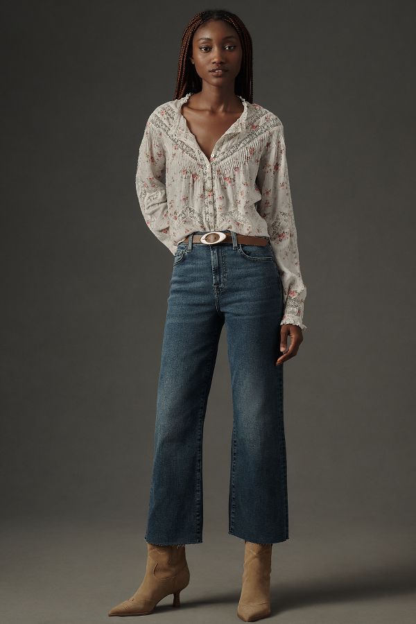 Slide View: 1: 7 For All Mankind Alexa High-Rise Crop Wide-Leg Jeans