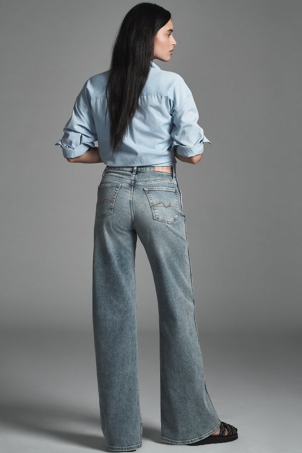 Slide View: 3: 7 For All Mankind Lotta Mid-Rise Wide-Leg Jeans