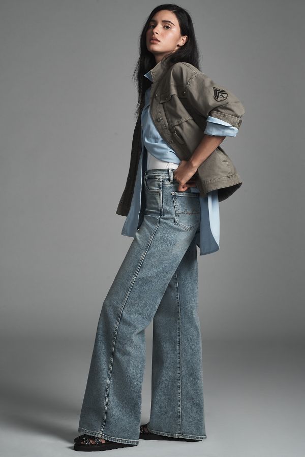 Slide View: 5: 7 For All Mankind Lotta Mid-Rise Wide-Leg Jeans