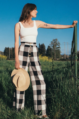 anthropologie gingham jumpsuit