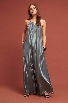 anthropologie metallic jumpsuit