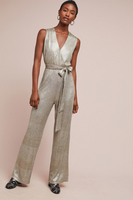 anthropologie metallic jumpsuit