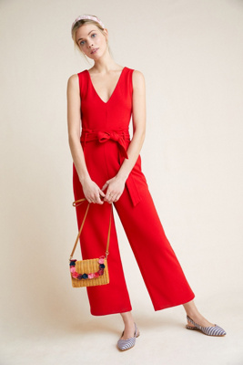 anthropologie red jumpsuit