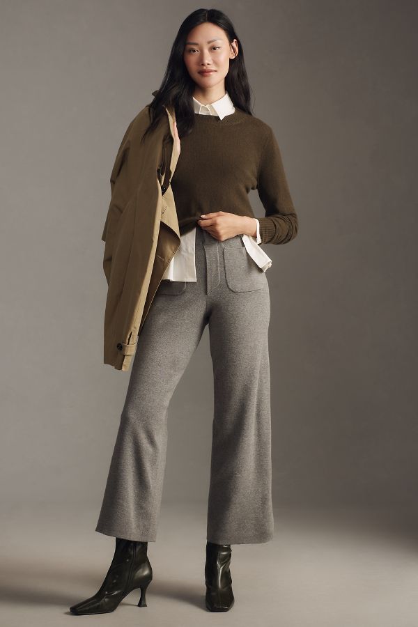 Slide View: 1: The Colette Cropped Wide-Leg Pants by Maeve: Sweater Edition