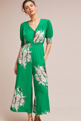 anthropologie green jumpsuit