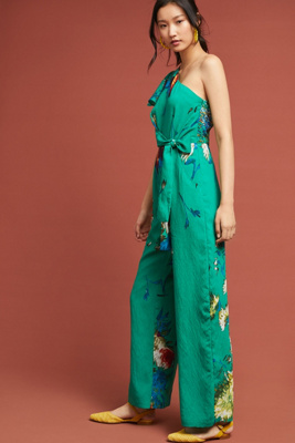 anthropologie green jumpsuit