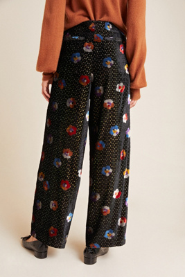 velvet wide leg pants
