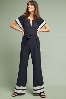 anthropologie striped jumpsuit