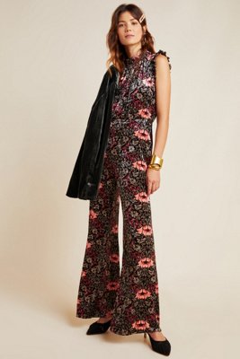 anthropologie velvet jumpsuit