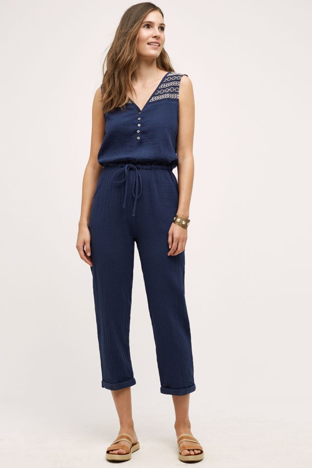 Embroidered Gauze Jumpsuit Anthropologie