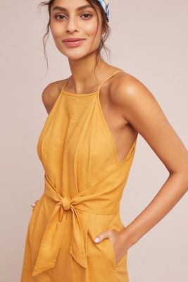 anthropologie yellow jumpsuit