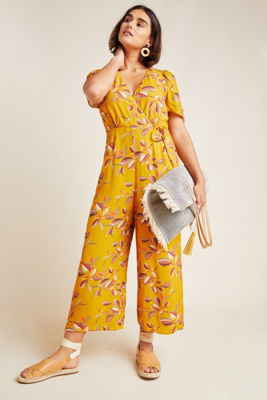 anthropologie yellow jumpsuit