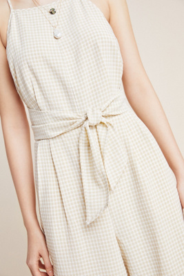 anthropologie gingham jumpsuit