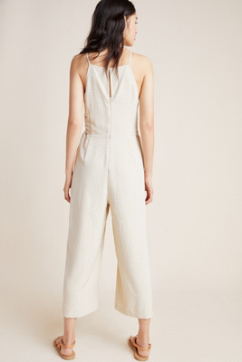 anthropologie gingham jumpsuit