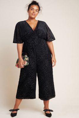 anthropologie blue velvet jumpsuit