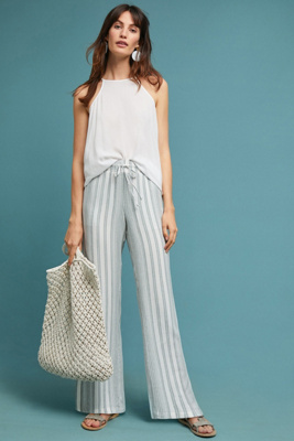 anthropologie striped linen pants