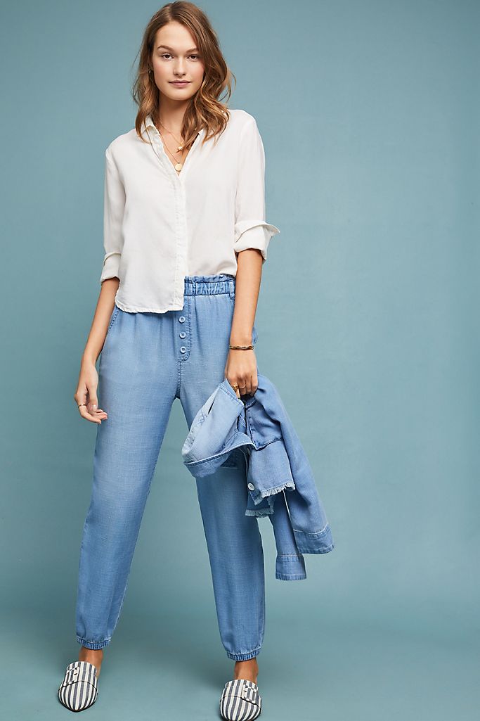 Cloth & Stone Jetsetter Chambray Pants | Anthropologie