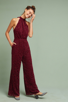 anthropologie red jumpsuit