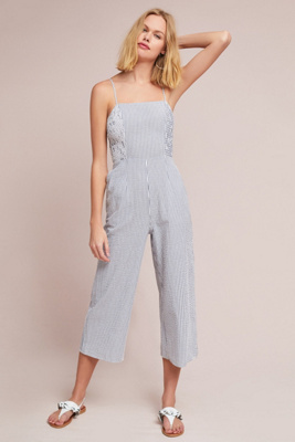 anthropologie striped jumpsuit