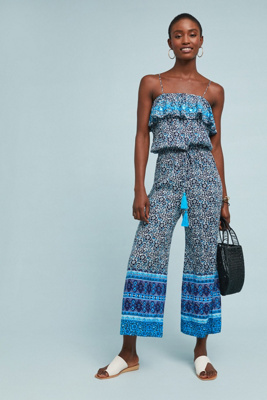 anthropologie blue jumpsuit