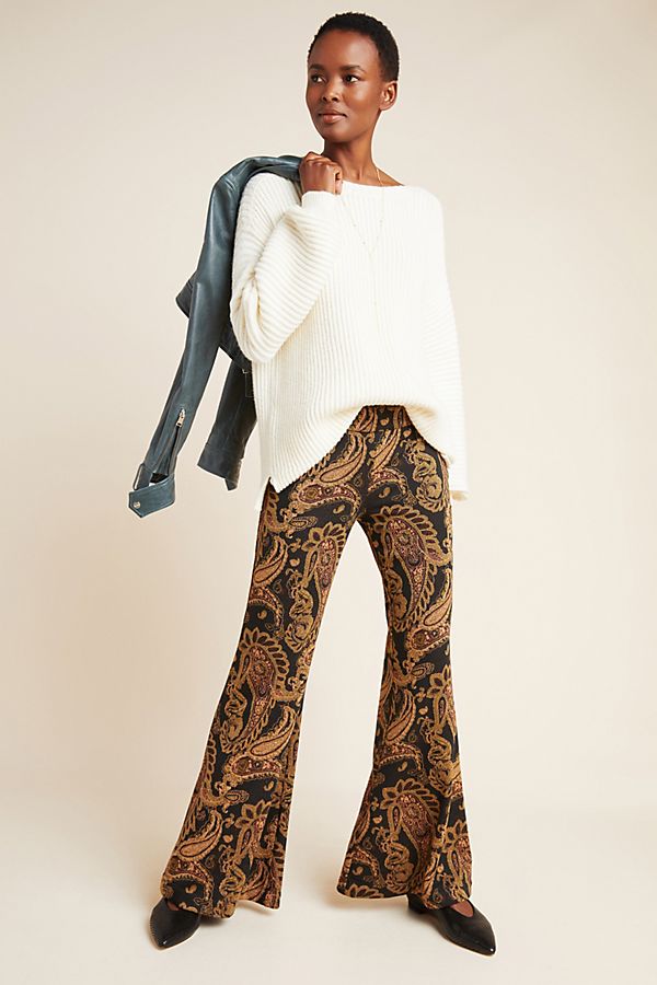 Slide View: 1: Viviana Jacquard Flared Trousers