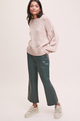 leather kick flare trousers