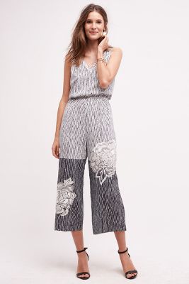 anthropologie silver jumpsuit