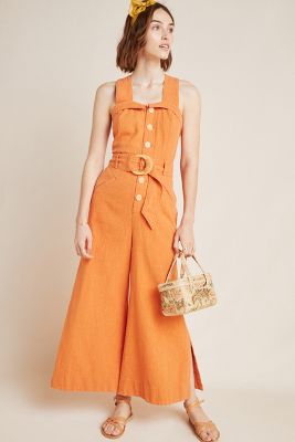 anthropologie orange jumpsuit