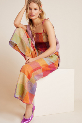 anthropologie linen jumpsuit