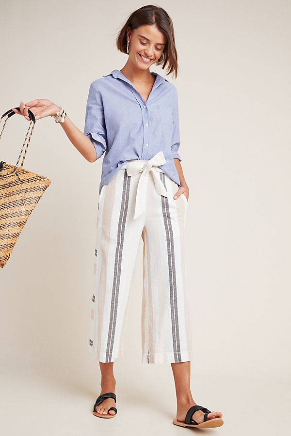 Slide View: 1: Shorebound Cropped Wide-Leg Pants