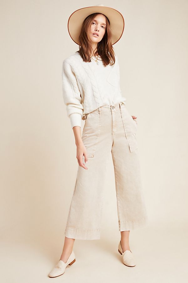 Slide View: 1: Carey Wide-Leg Cropped Utility Pants